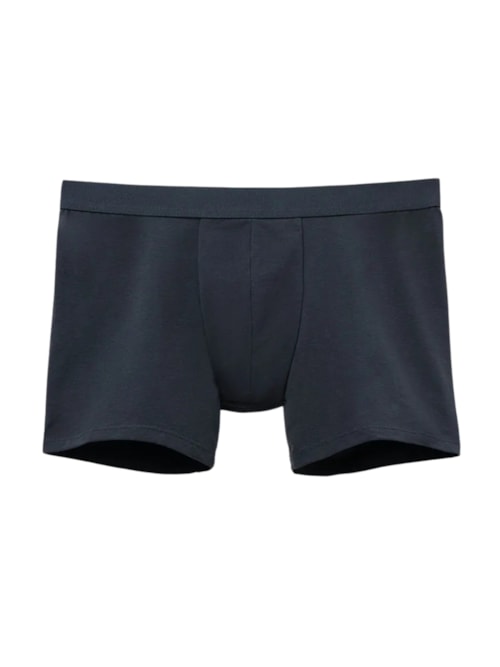 Cueca Boxer Em Algodão Supima Com Elástico Visível - Azul