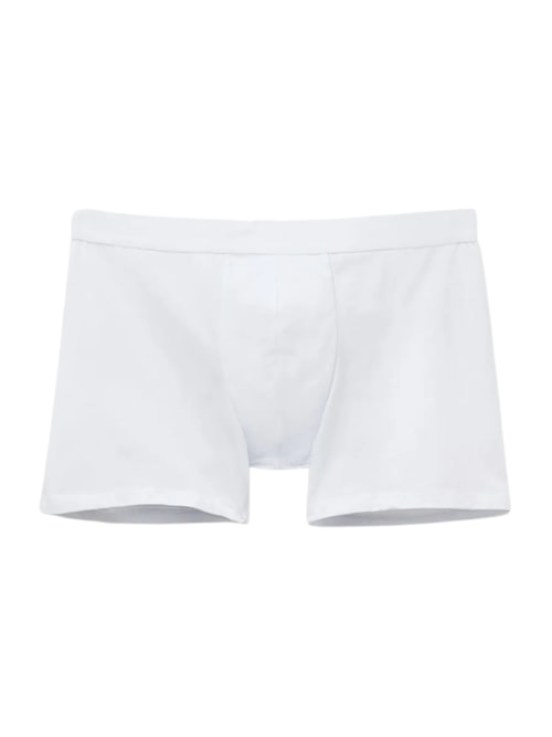 Cueca Boxer Em Algodão Supima Com Elástico Visível - Branco
