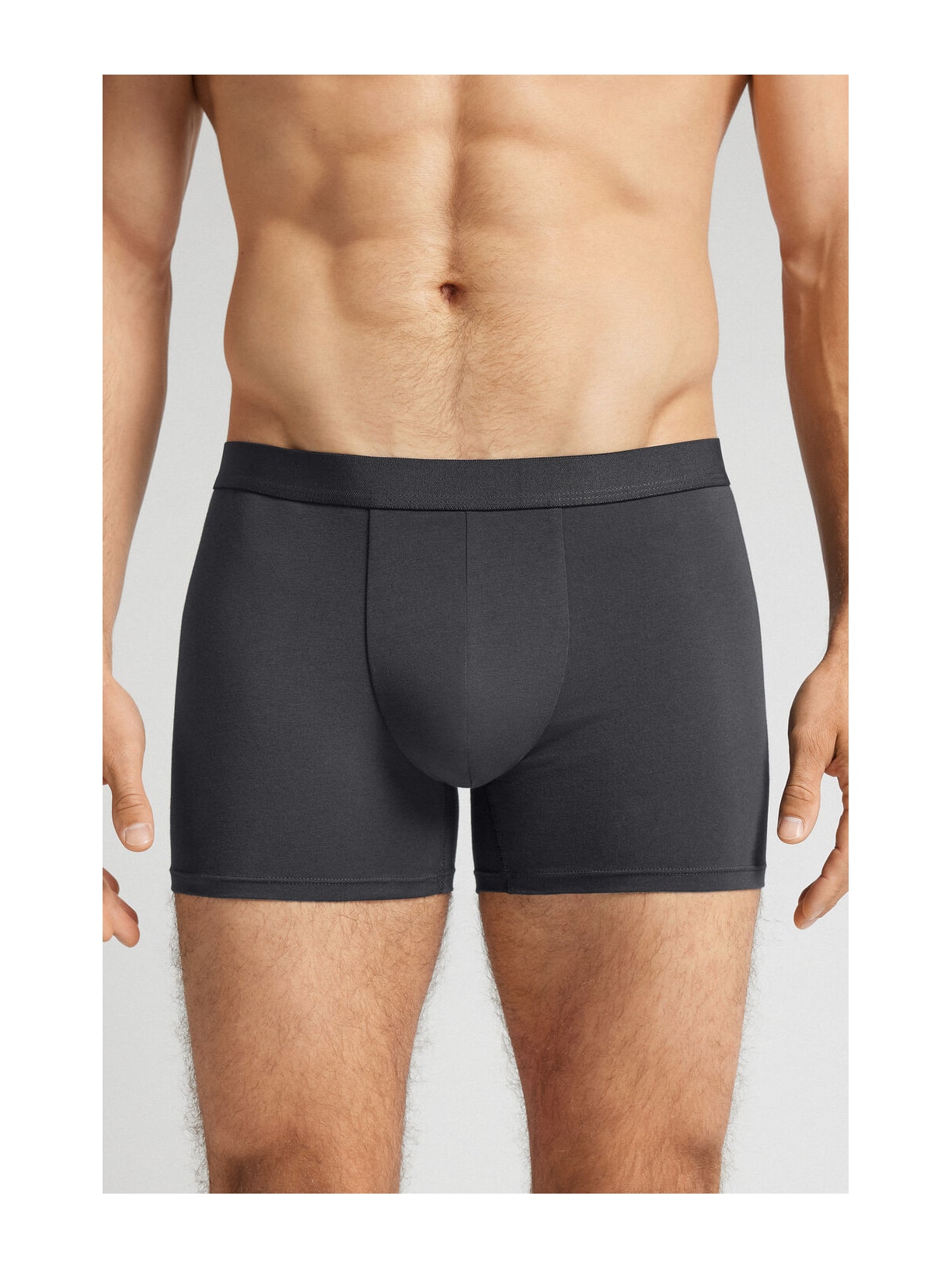 Cueca Boxer Em Algodão Supima Com Elástico Visível Cinza Intimissimi