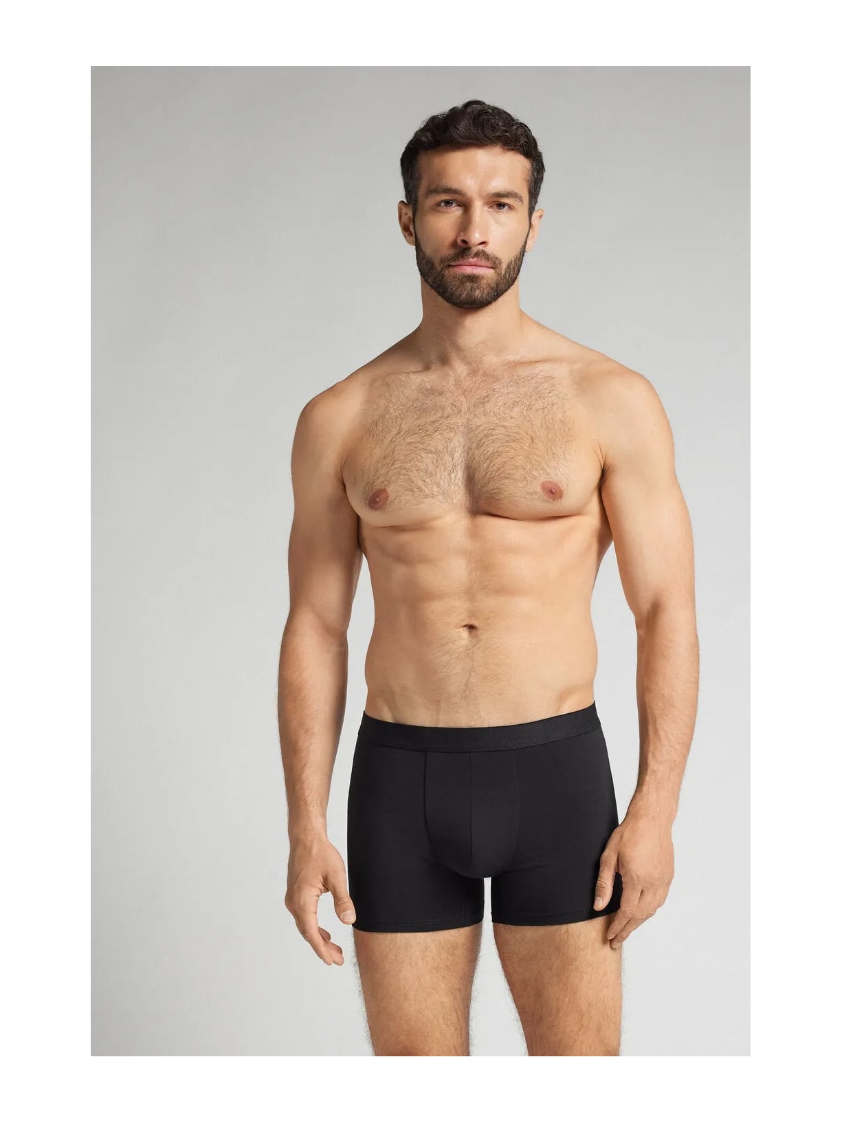 Cueca Boxer Em Algodão Supima Com Elástico Visível Preto Intimissimi