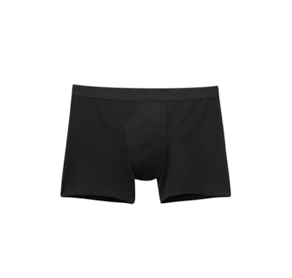 Cueca Boxer Em Algodão Supima Com Elástico Visível - Preto