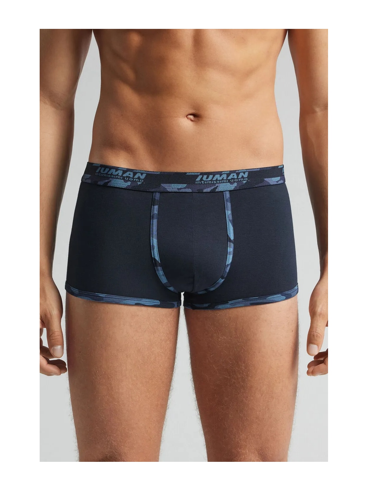Cueca Boxer Em Algodão Supima Com Estampa Camuflada Azul Intimissimi