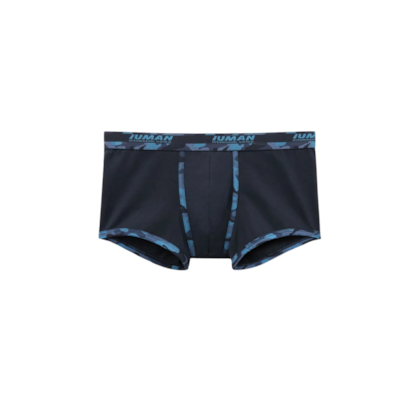 Cueca Boxer Em Algodão Supima Com Estampa Camuflada - Azul