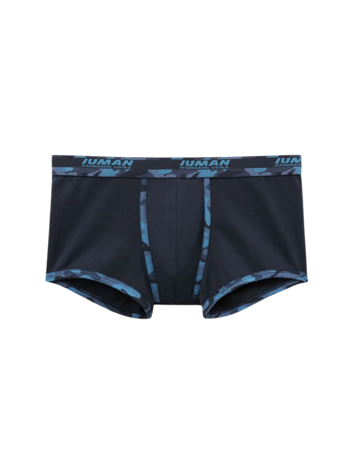 Cueca Boxer Em Algodão Supima Com Estampa Camuflada - Azul