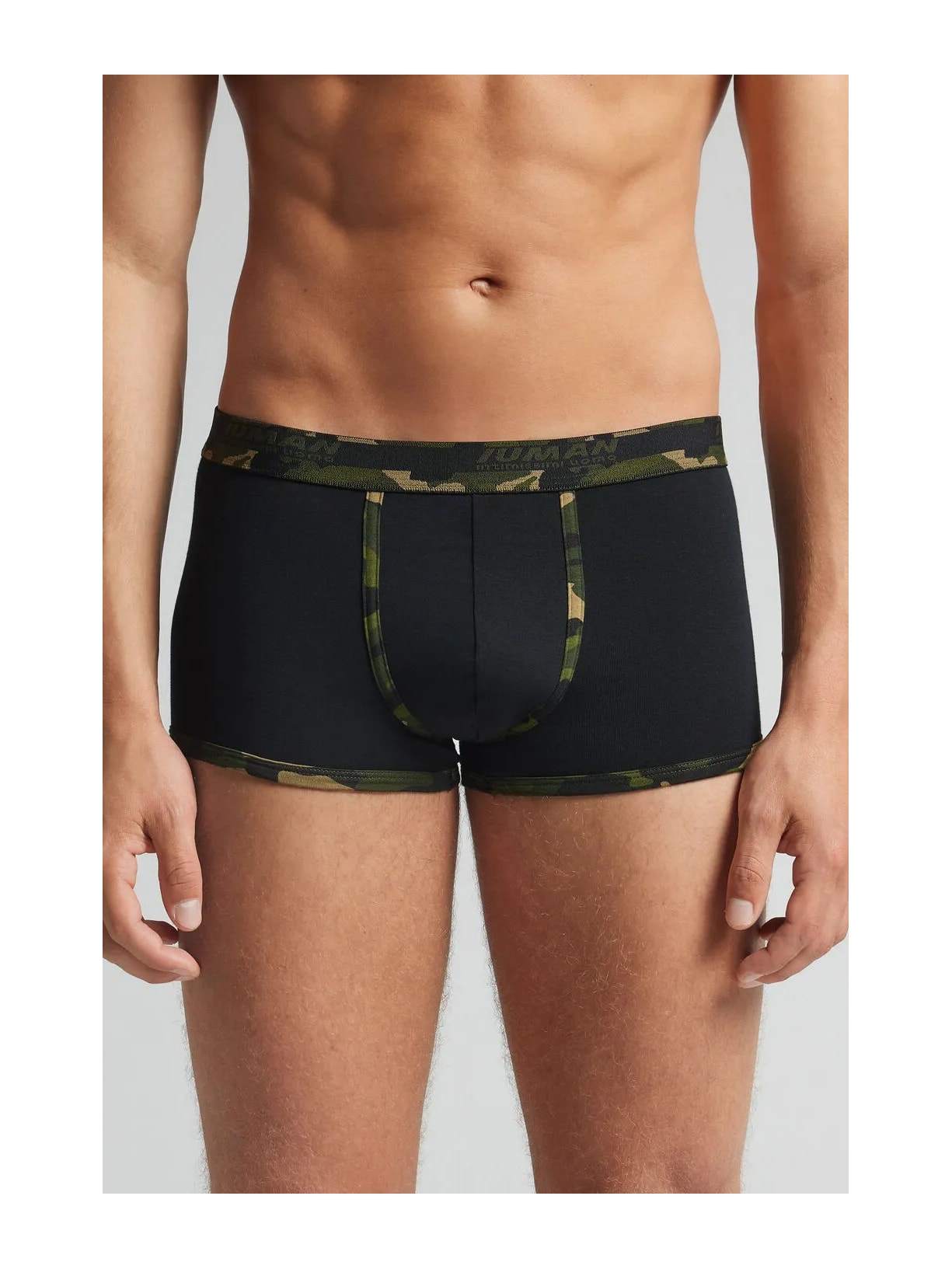 Cueca Boxer Em Algodão Supima Com Estampa Camuflada Preto Intimissimi
