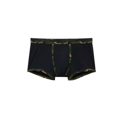 Cueca Boxer Em Algodão Supima Com Estampa Camuflada - Preto