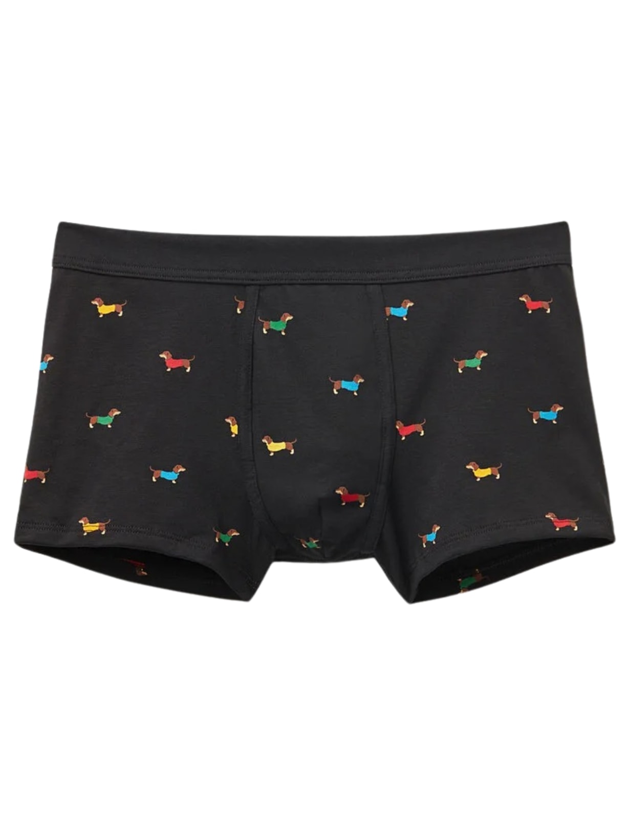 Cueca Boxer Em Algodão Supima Com Estampa De Cachorros - Preto