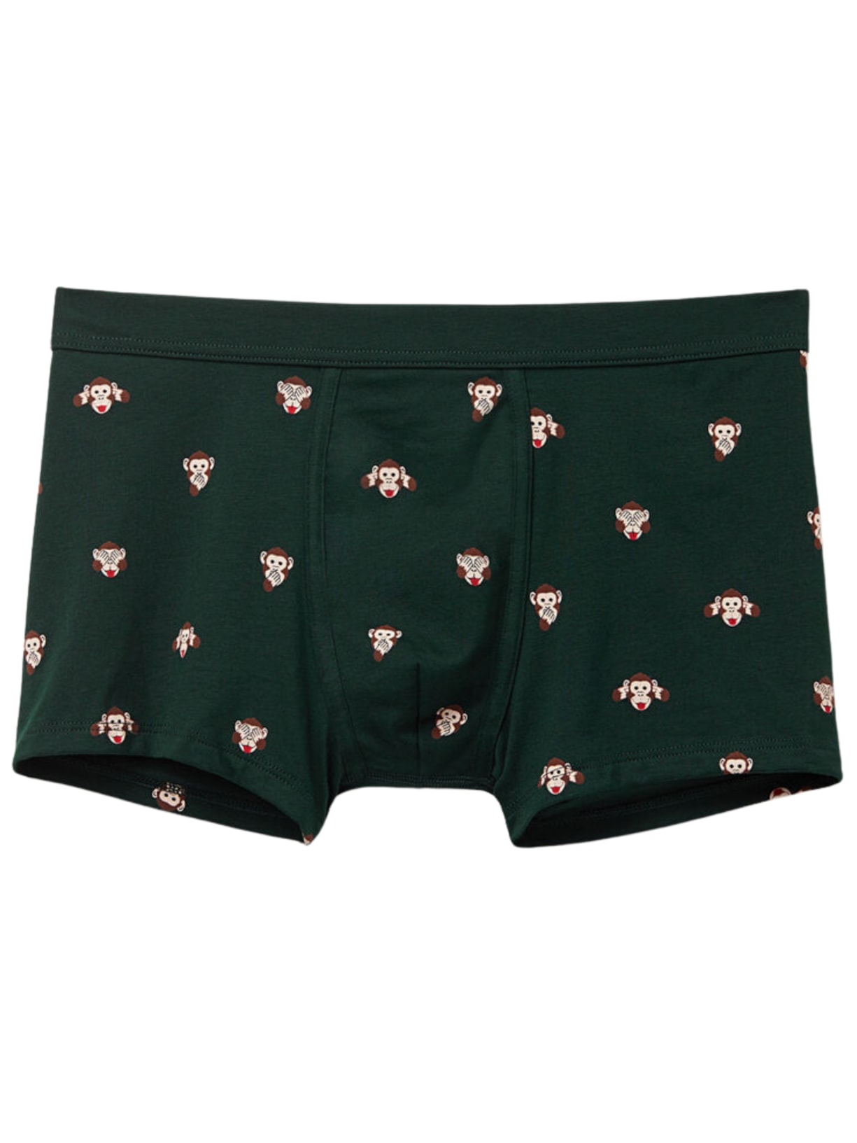 Cueca Boxer Em Algodão Supima Com Estampa De Macacos - Preto