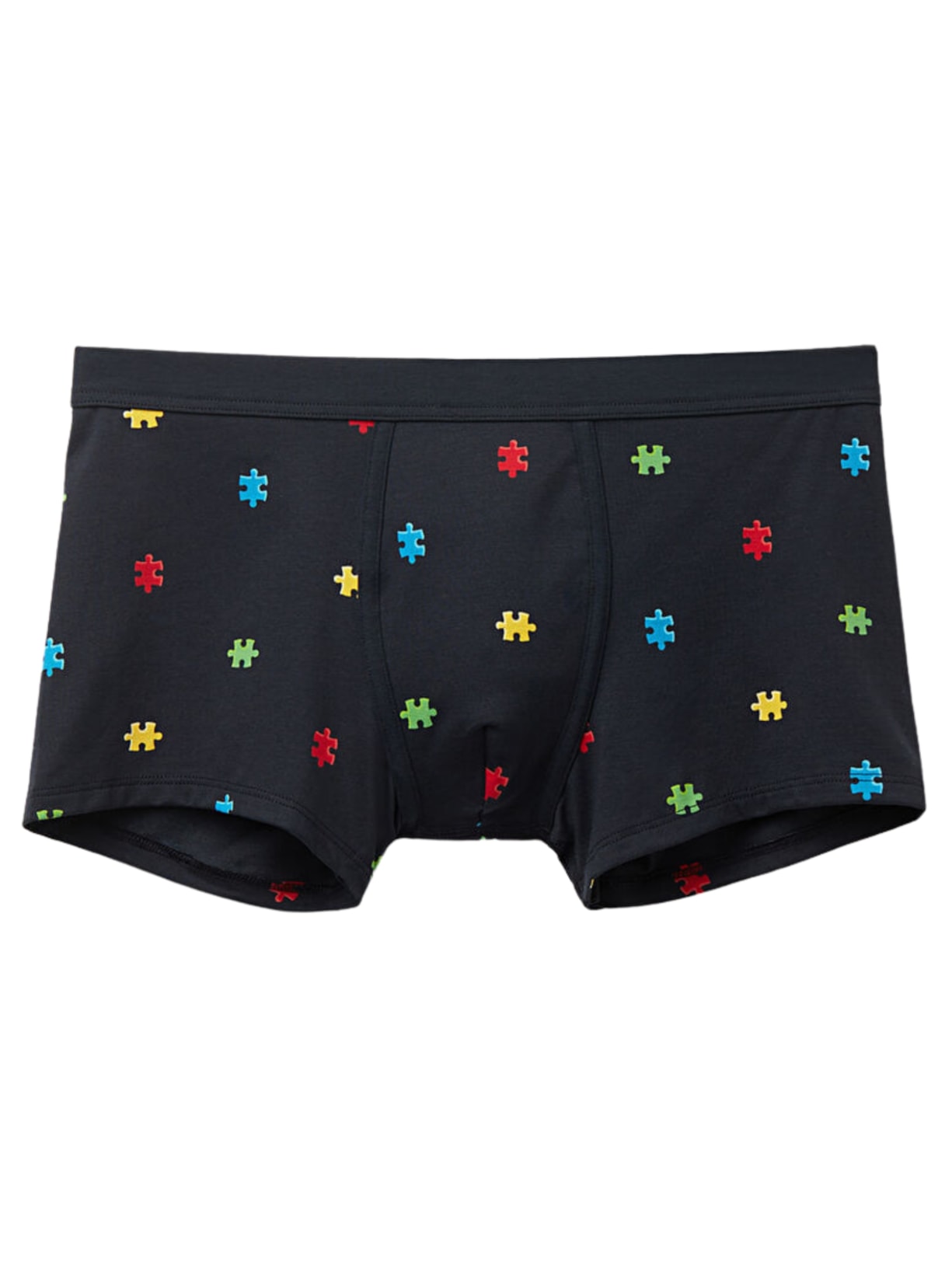 Cueca Boxer Em Algodão Supima Com Estampa Puzzle - Preto