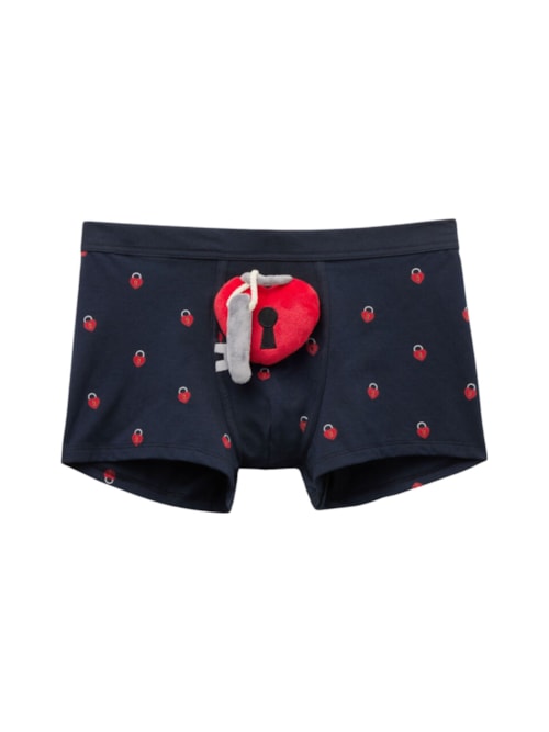 Cueca Boxer Em Algodão Supima Com Pelucía - Azul