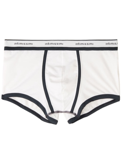 Cueca Boxer Em Algodão Supima Natural Fresh Com Logotipo - Branco