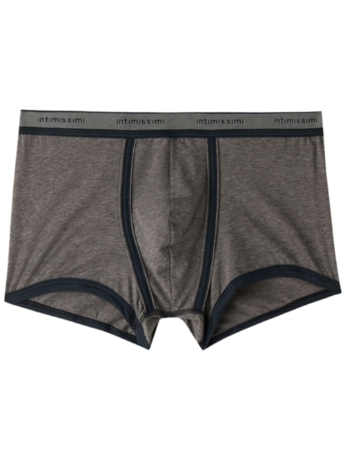 Cueca Boxer Em Algodão Supima Natural Fresh Com Logotipo - Cinza