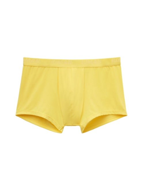 Cueca Boxer Em Microfibra Com Logótipo - Amarelo