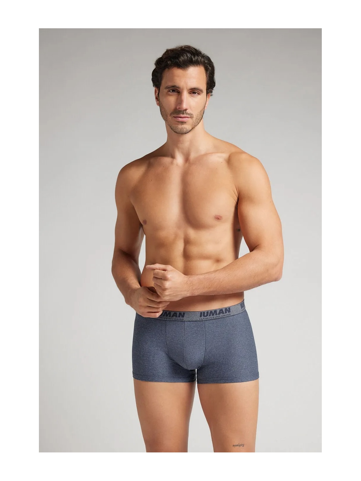 Cueca Boxer Em Microfibra Com Logótipo Azul Intimissimi