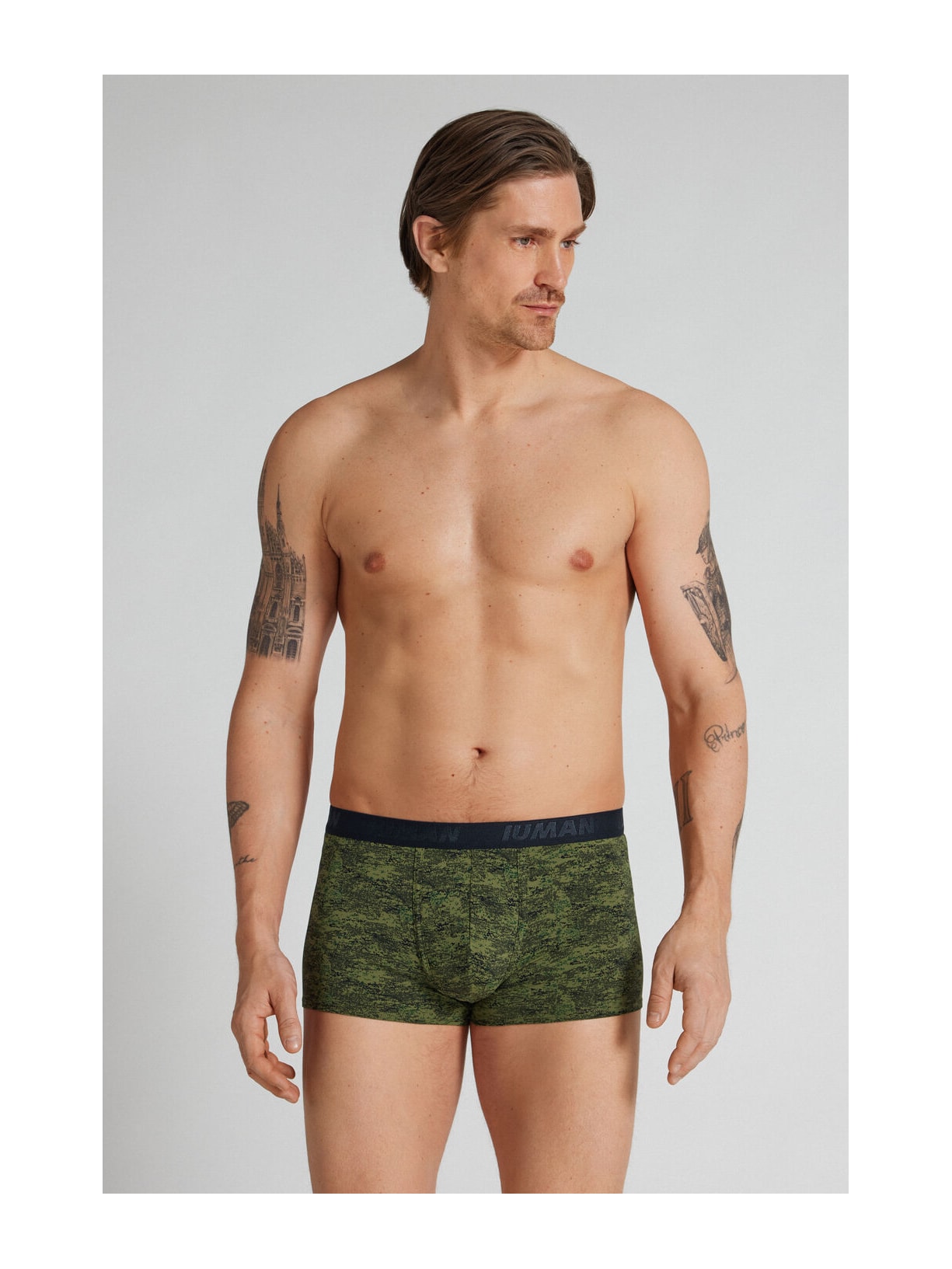Cueca Boxer Em Microfibra Estampado Camuflagem Pixelada Verde Intimissimi