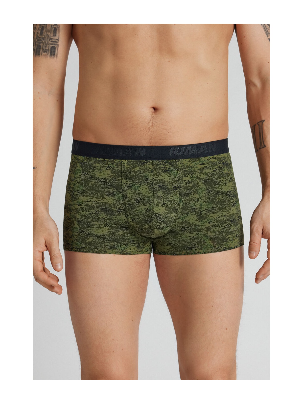 Cueca Boxer Em Microfibra Estampado Camuflagem Pixelada Verde Intimissimi