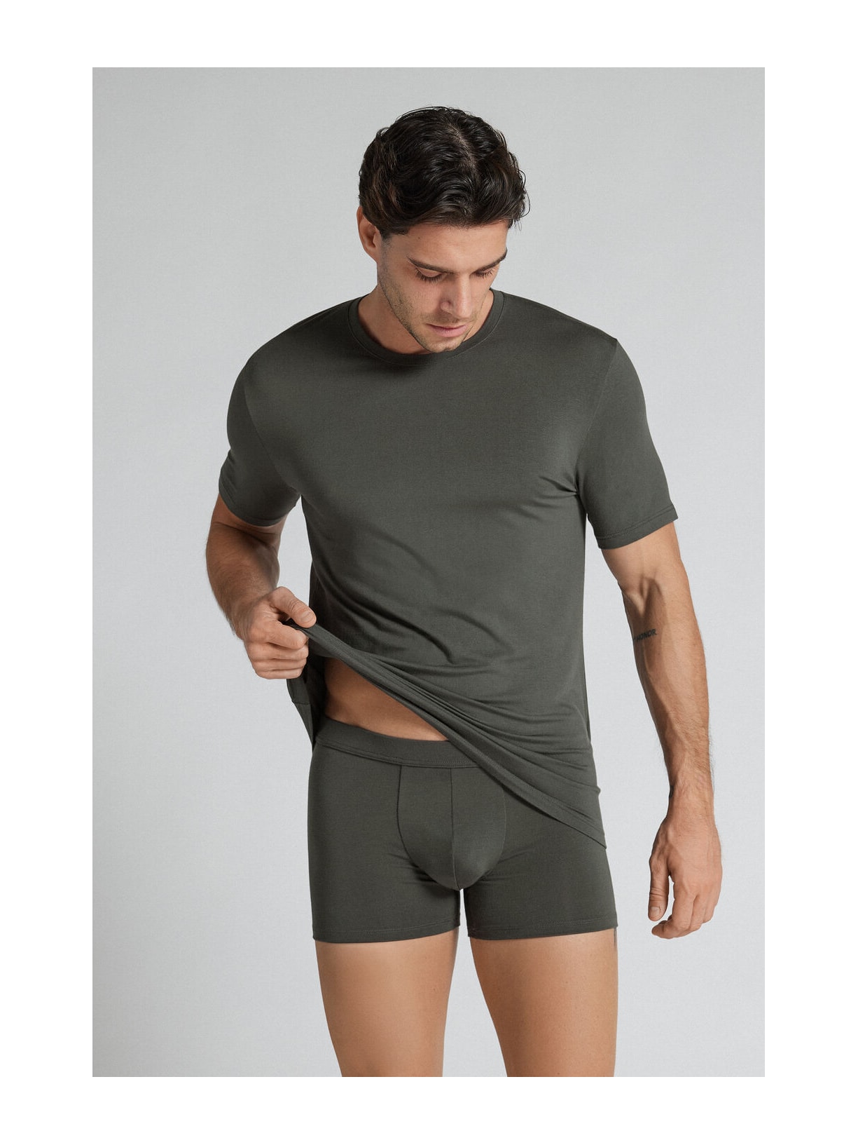 Cueca Boxer Em Modal e Seda Verde Intimissimi
