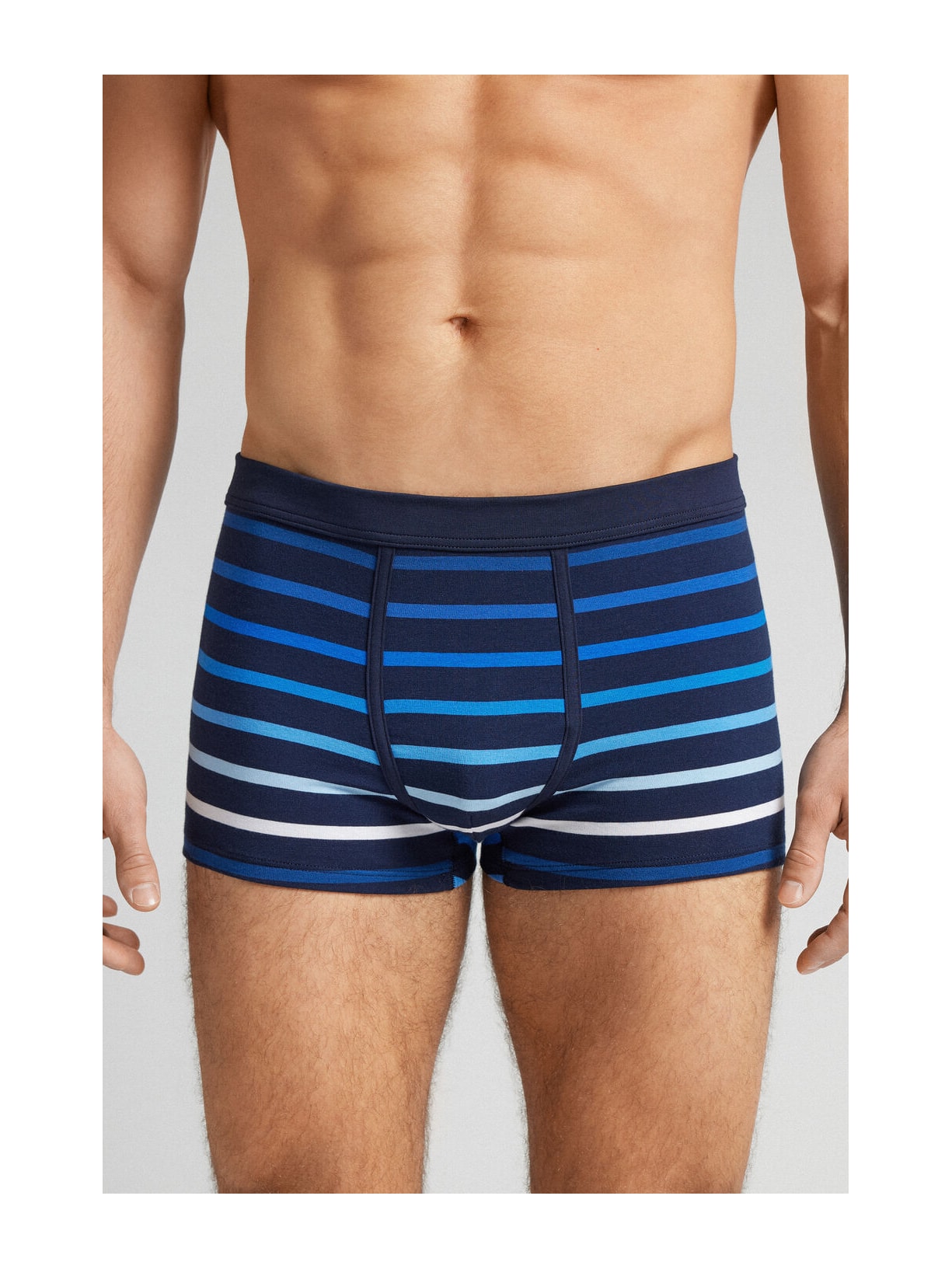Cueca Boxer Listrada Em Algodão Supima Azul Intimissimi