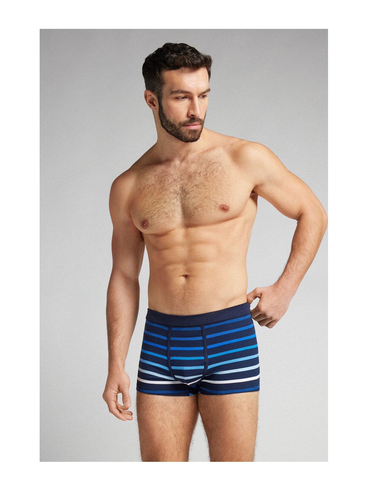 Cueca Boxer Listrada Em Algodão Supima Azul Intimissimi