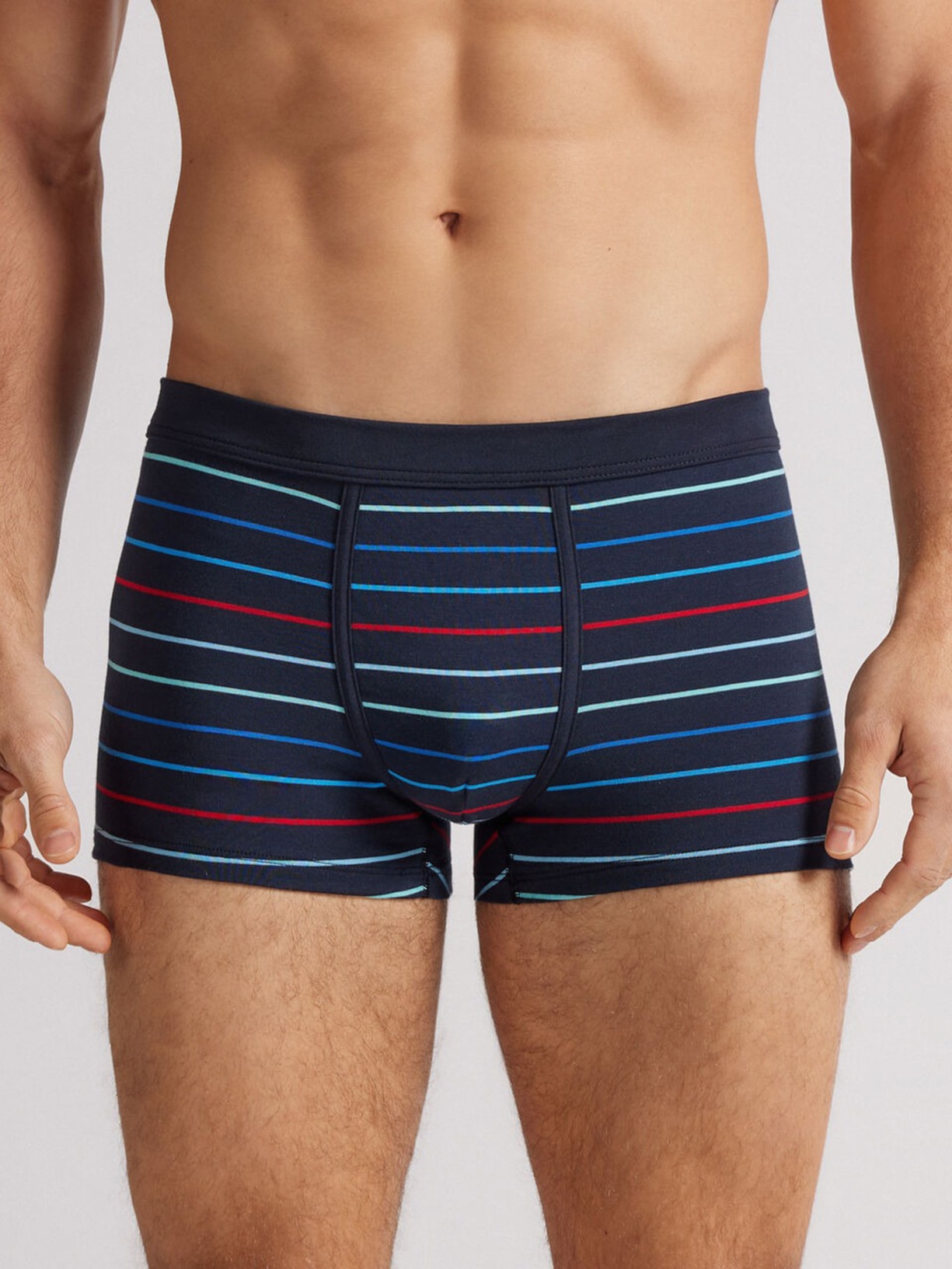 Cueca Boxer Listrada Em Algodão Supima Azul Intimissimi