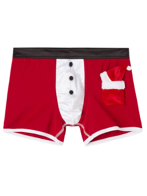 Cueca Boxer Papai Noel Em Algodão Supima - Vermelho