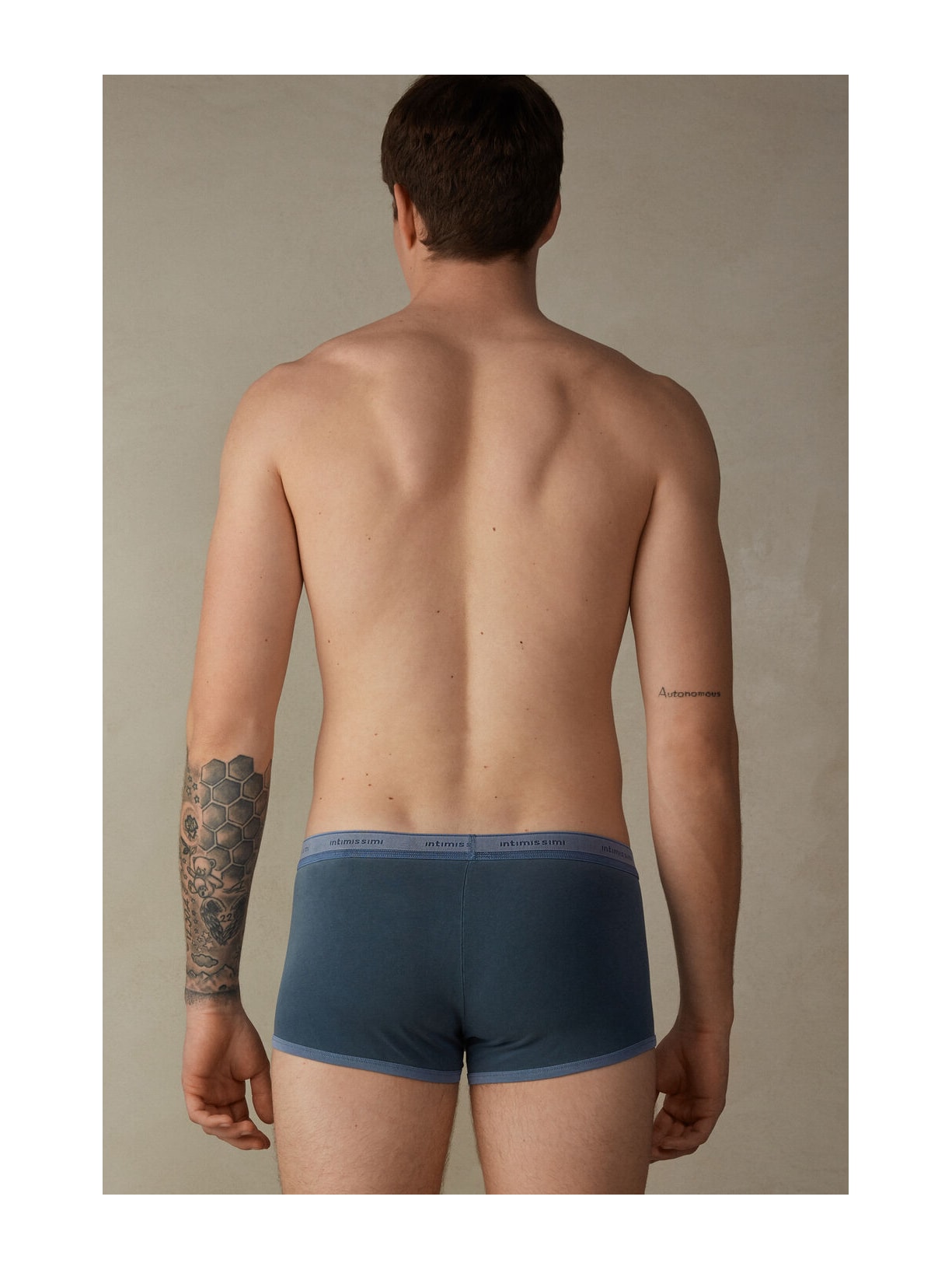 Cueca Boxer Tingida Em Algodão Supima Elástico Azul Intimissimi
