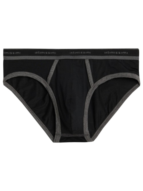 Cueca Em Algodão Supima® Elasticizado Com Logotipo - Preto