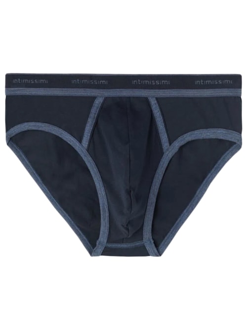 Cueca Em Algodão Supima® Elasticizado Com Logotipo - Azul