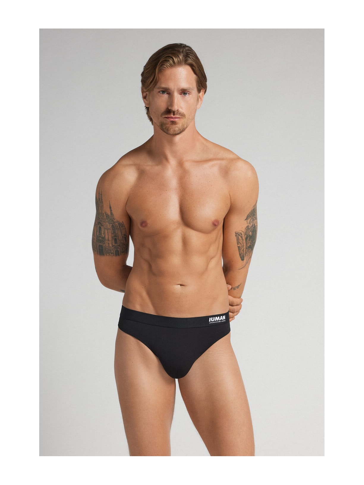 Cueca Fio Dental Em Microfibra Com Logótipo Preto Intimissimi