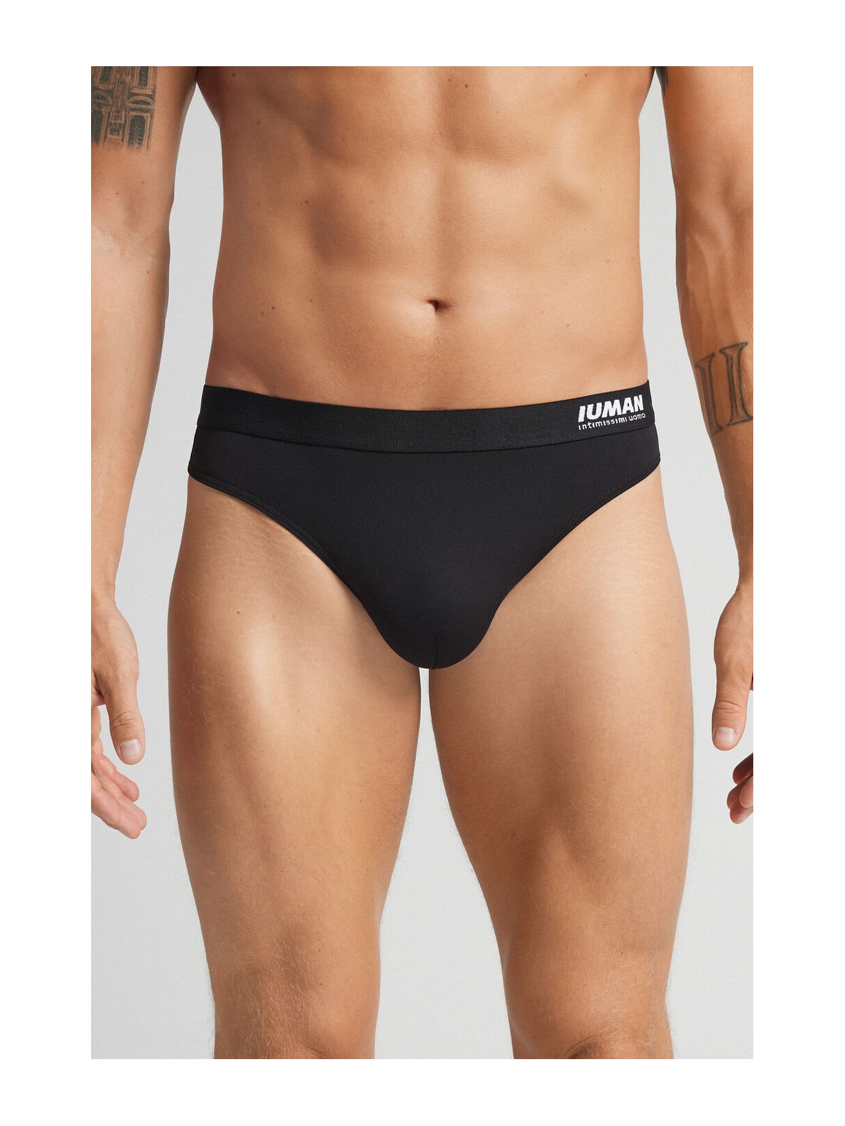 Cueca Fio Dental Em Microfibra Com Logótipo Preto Intimissimi