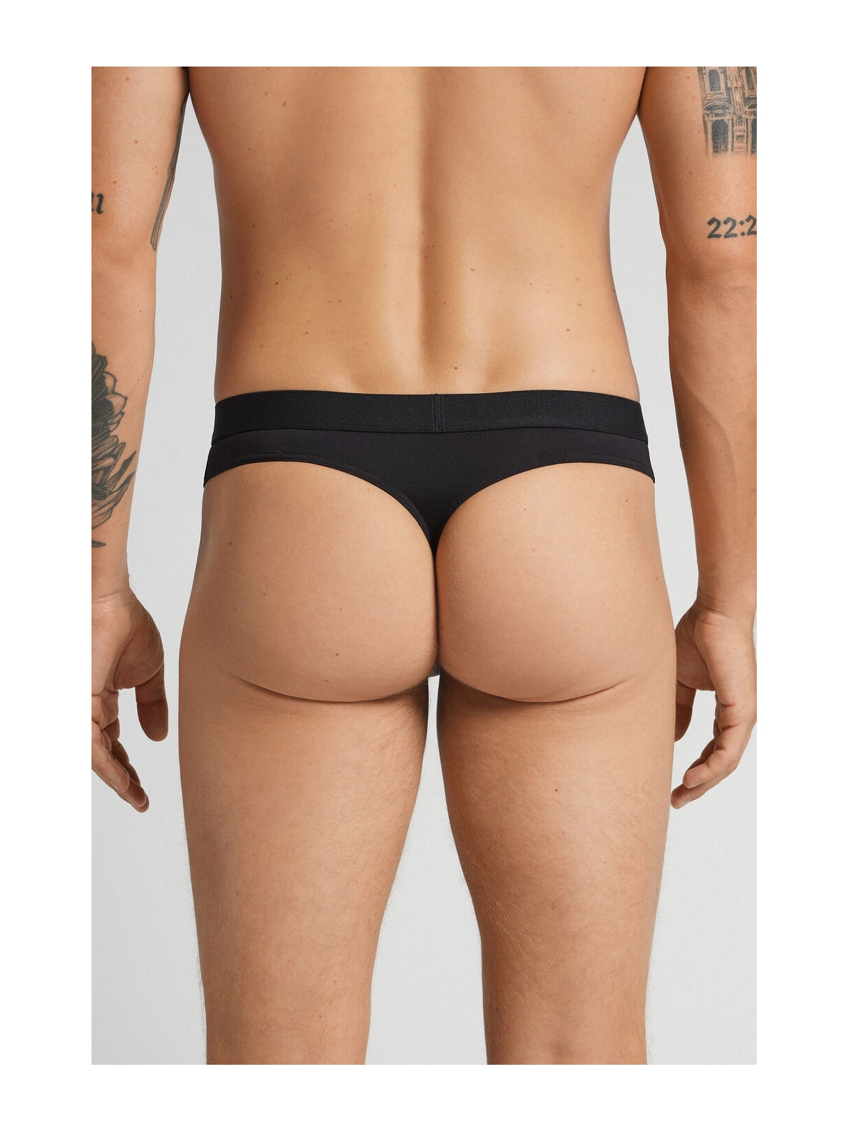 Cueca Fio Dental Em Microfibra Com Logótipo Preto Intimissimi