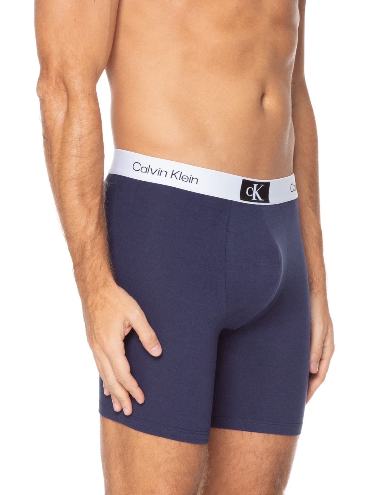 Cueca Long Boxer Cotton 1996 Azul Calvin Klein Underwear