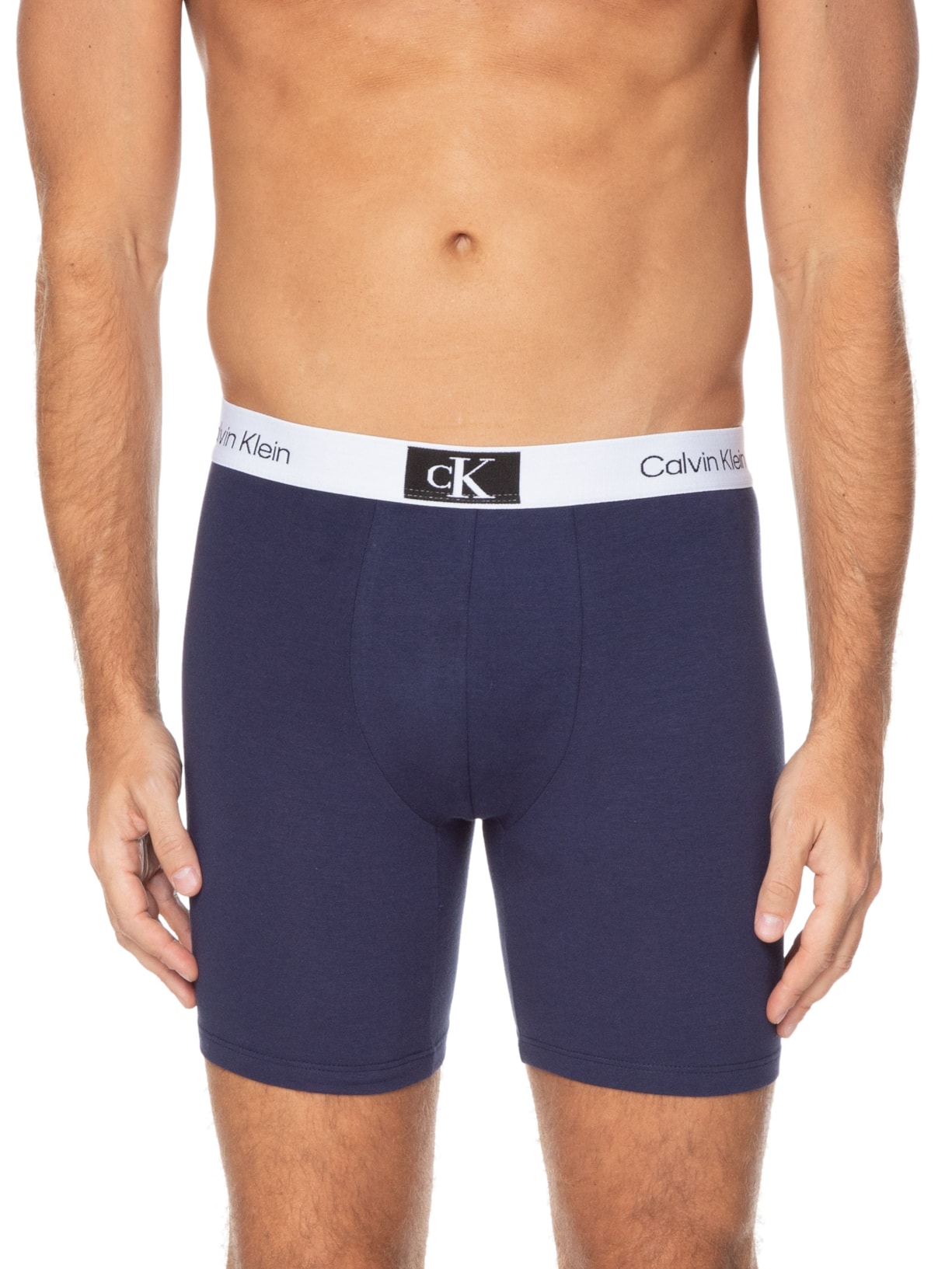Cueca Long Boxer Cotton 1996 Azul Calvin Klein Underwear