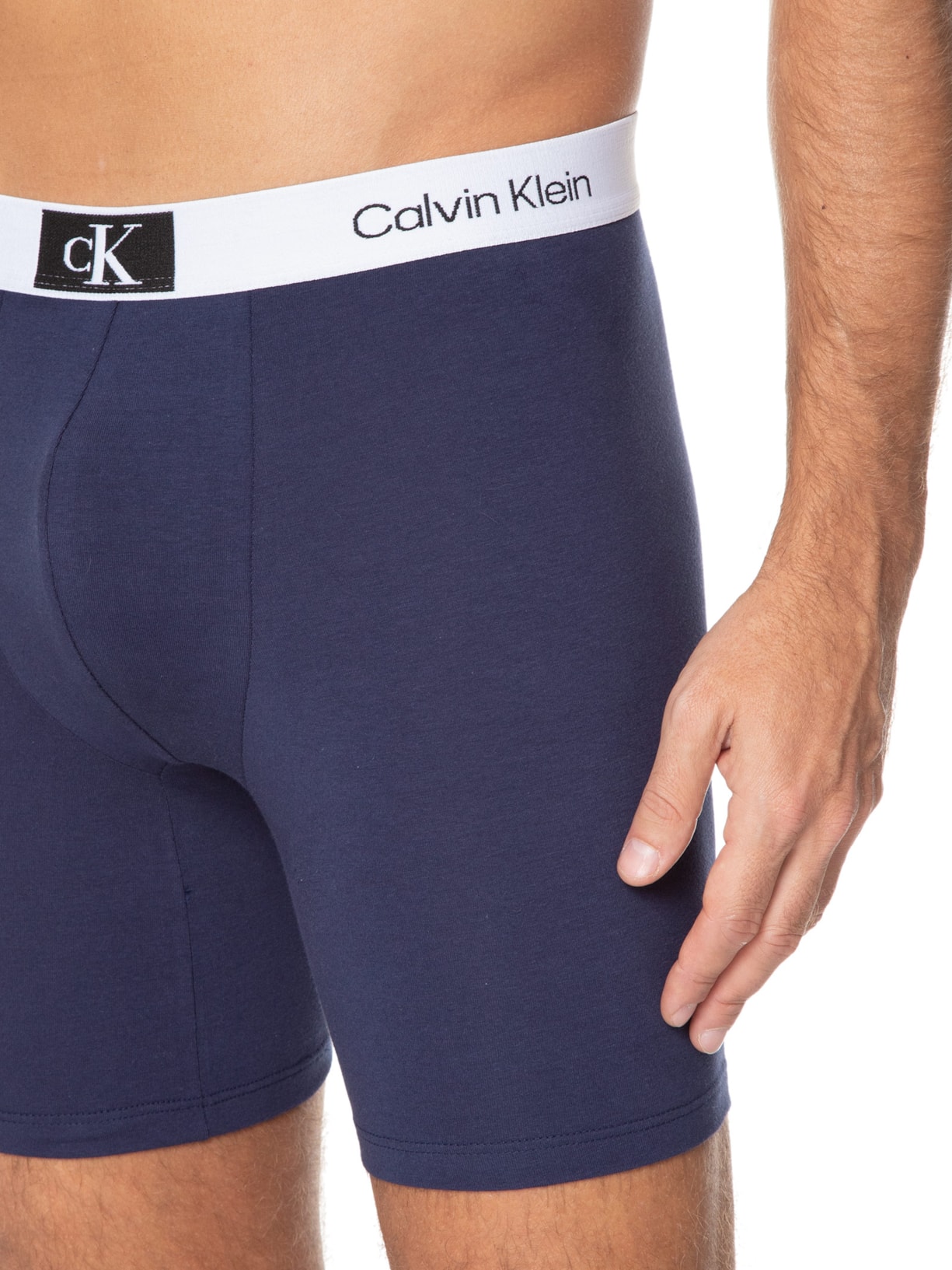 Cueca Long Boxer Cotton 1996 Azul Calvin Klein Underwear