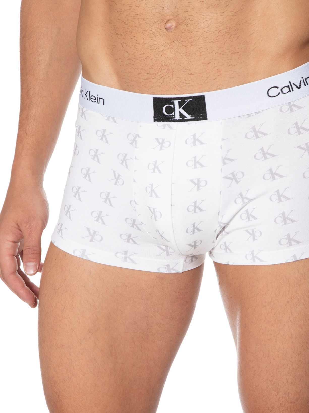 Cueca Low Rise Trunk 1996 Print Staggered Branco Calvin Klein Underwear
