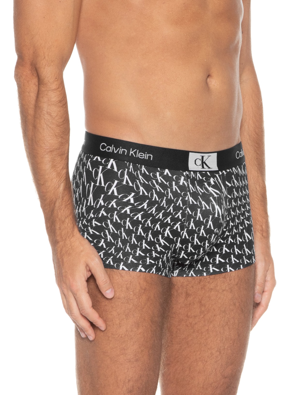 Cueca Low Rise Trunk 1996 Print Warped Preto Calvin Klein Underwear