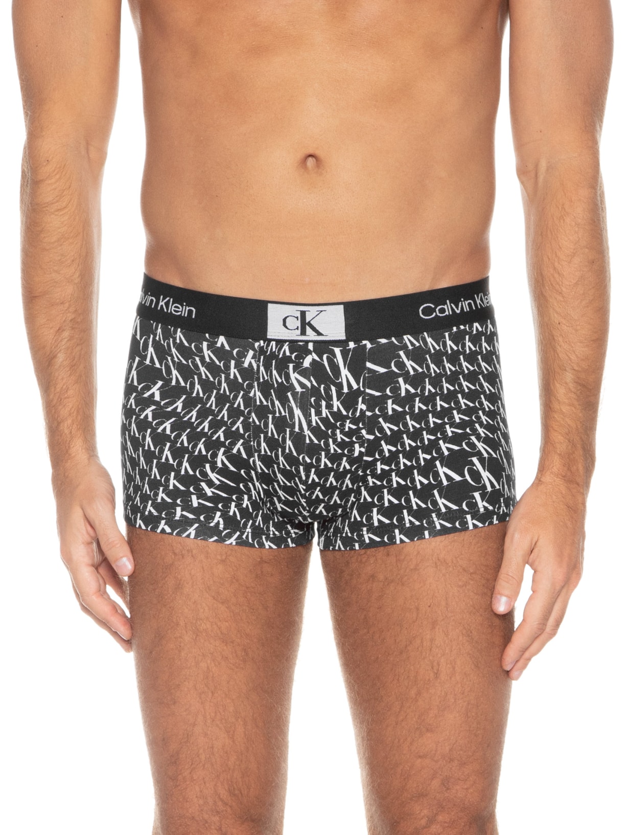 Cueca Low Rise Trunk 1996 Print Warped Preto Calvin Klein Underwear