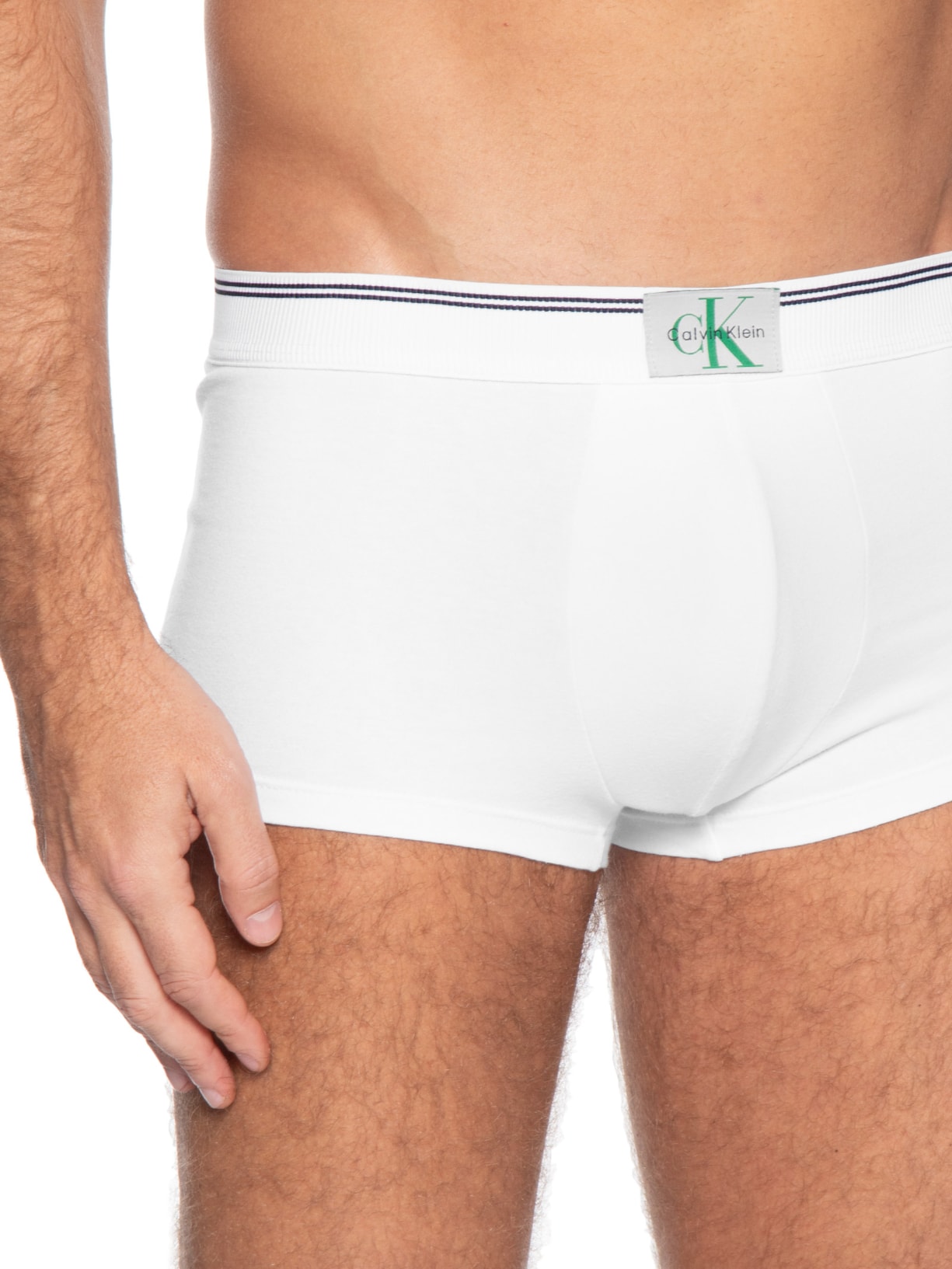 Cueca Low Rise Trunk Cotton Graphic Stripe Branco Calvin Klein Underwear