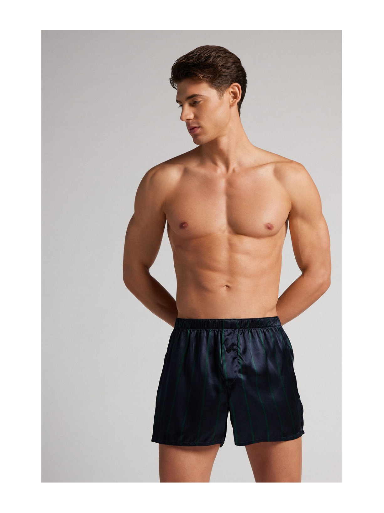 Cueca Samba Canção Em Seda Com Listras Azul Intimissimi