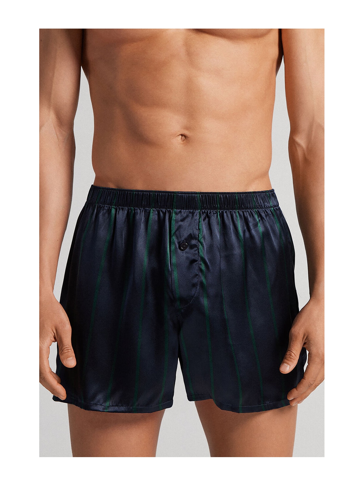 Cueca Samba Canção Em Seda Com Listras Azul Intimissimi