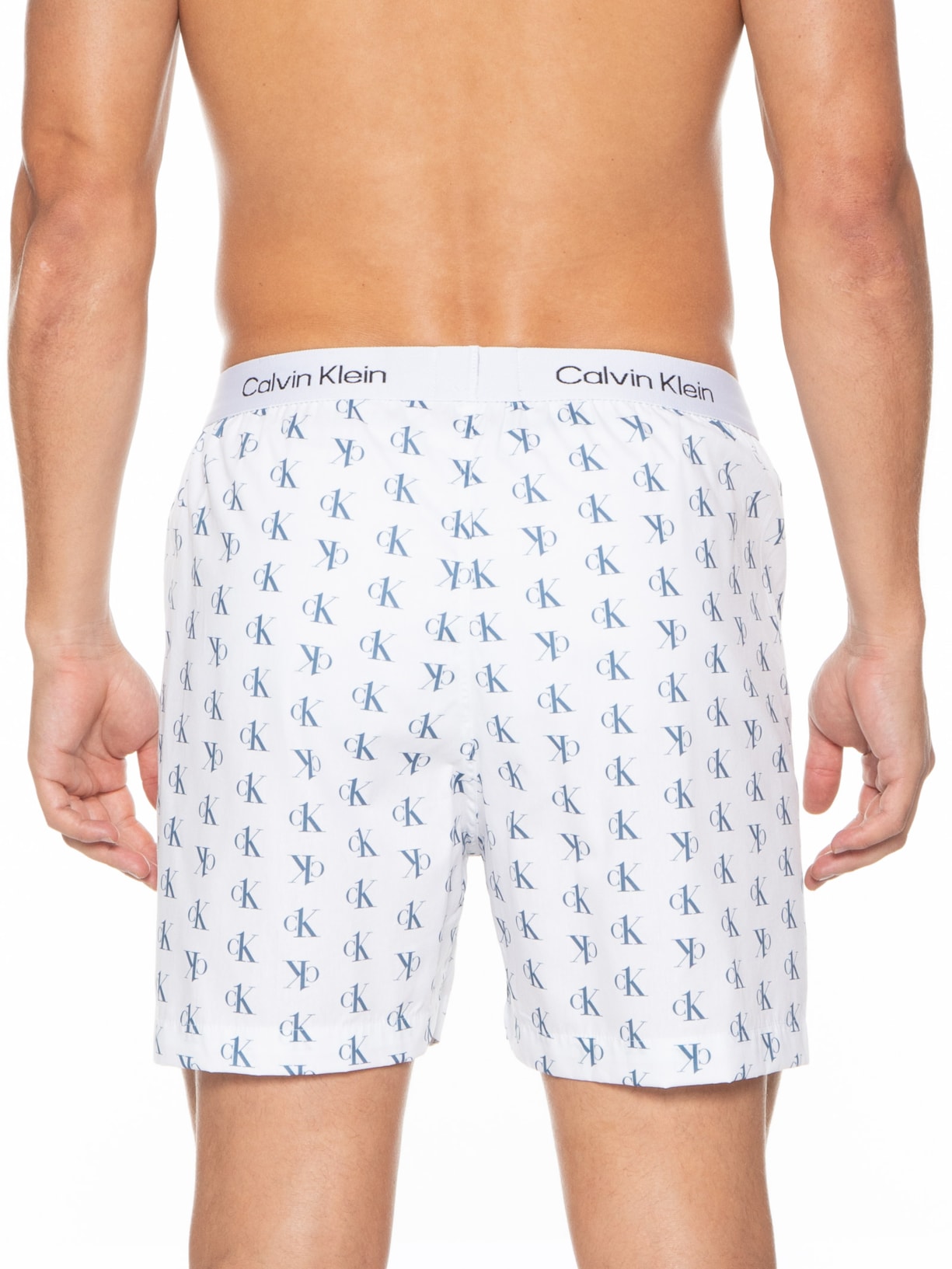 Cueca Samba Canção Print Staggered Logo Branco Calvin Klein Underwear
