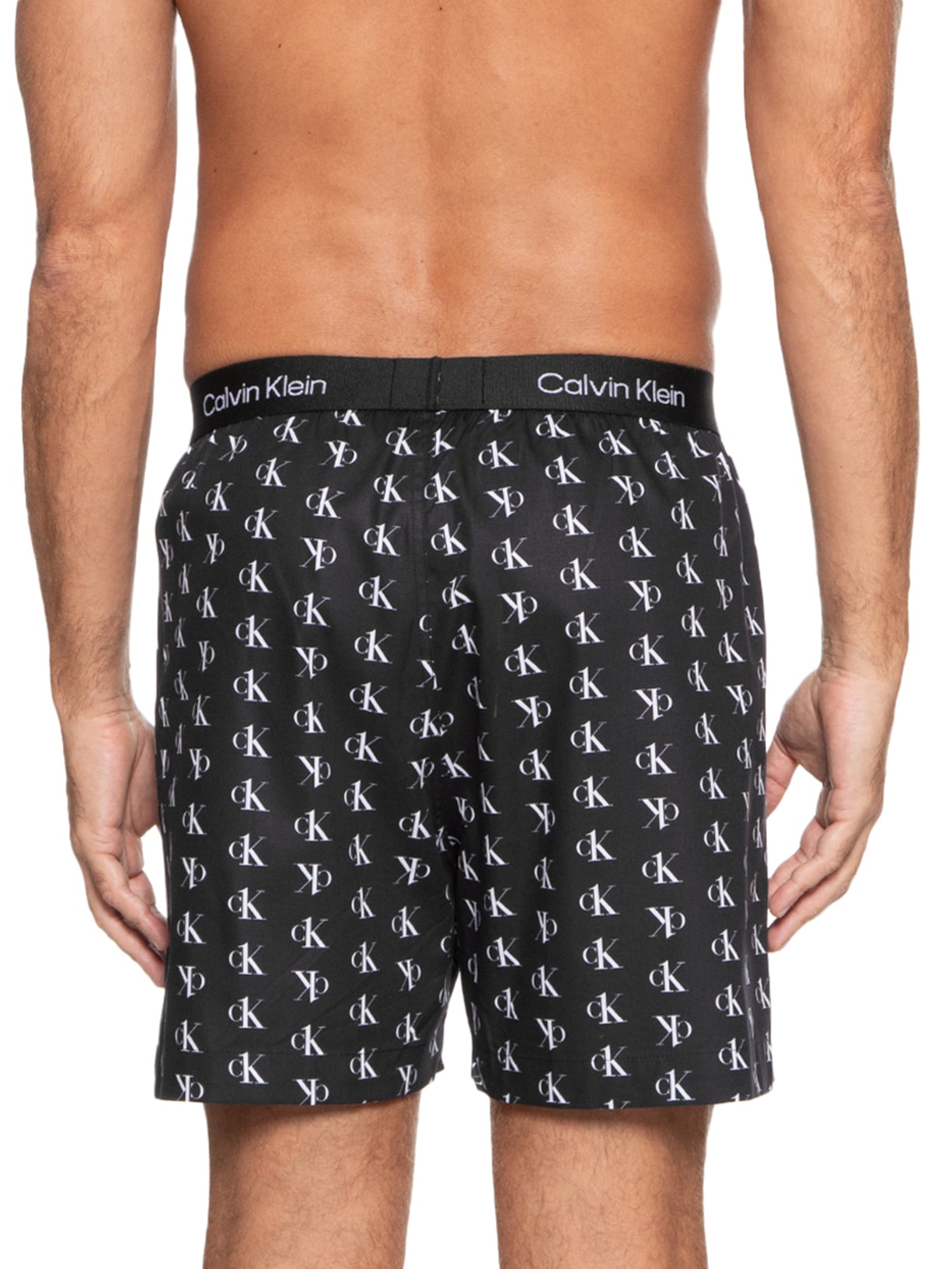 Cueca Samba Canção Print Staggered Logo Preto Calvin Klein Underwear