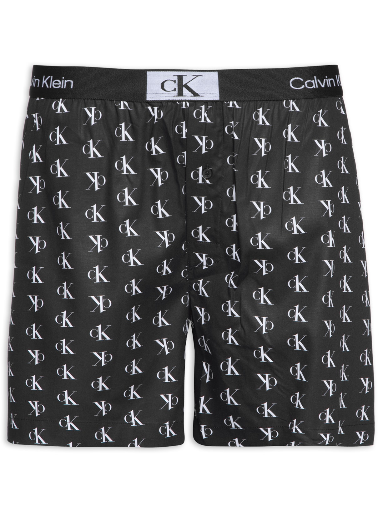 Cueca Samba Canção Print Staggered Logo Preto Calvin Klein Underwear