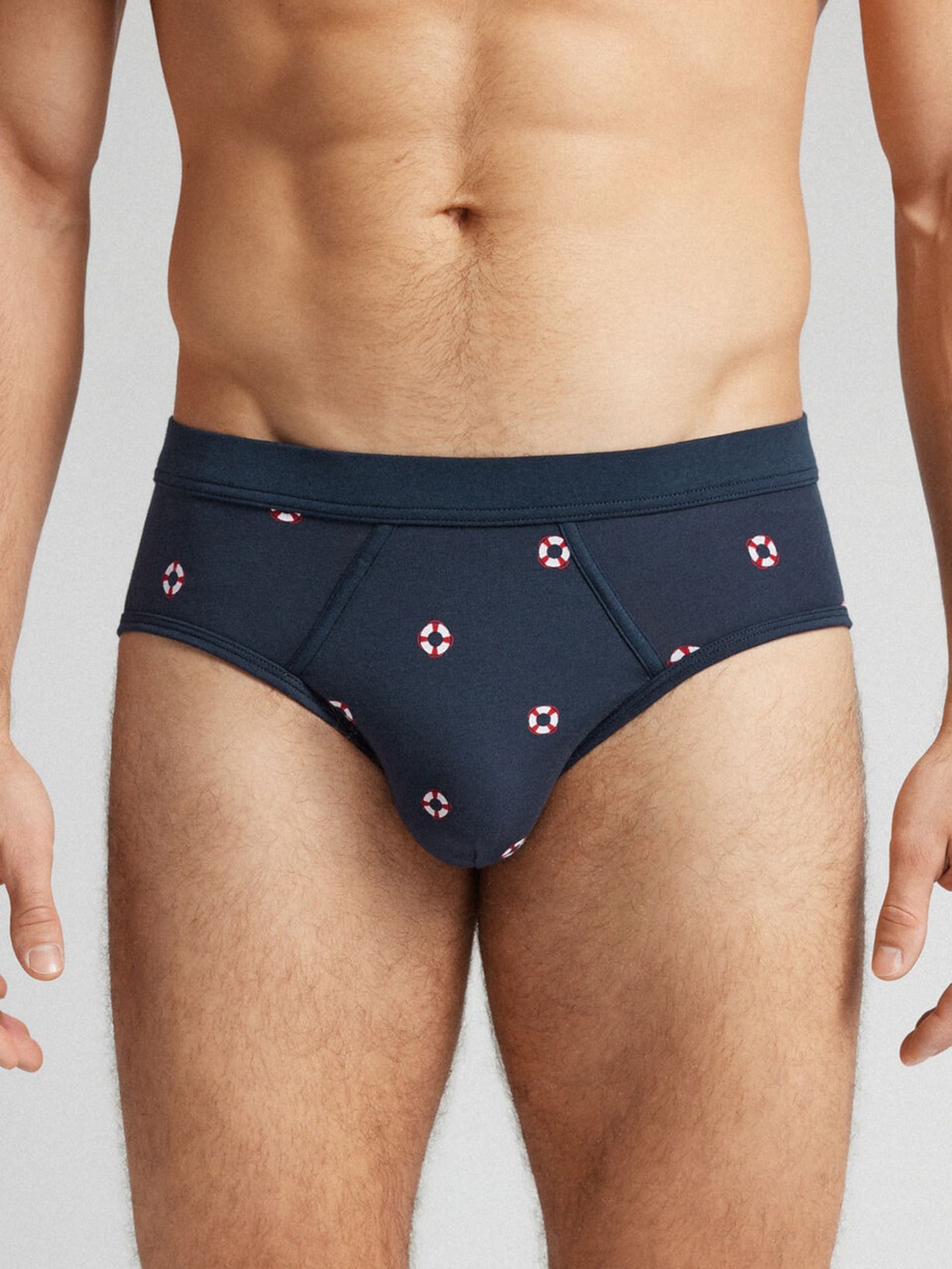 Cueca Slip Com Estampa De Boias Em Algodão Natural Fresh - Azul