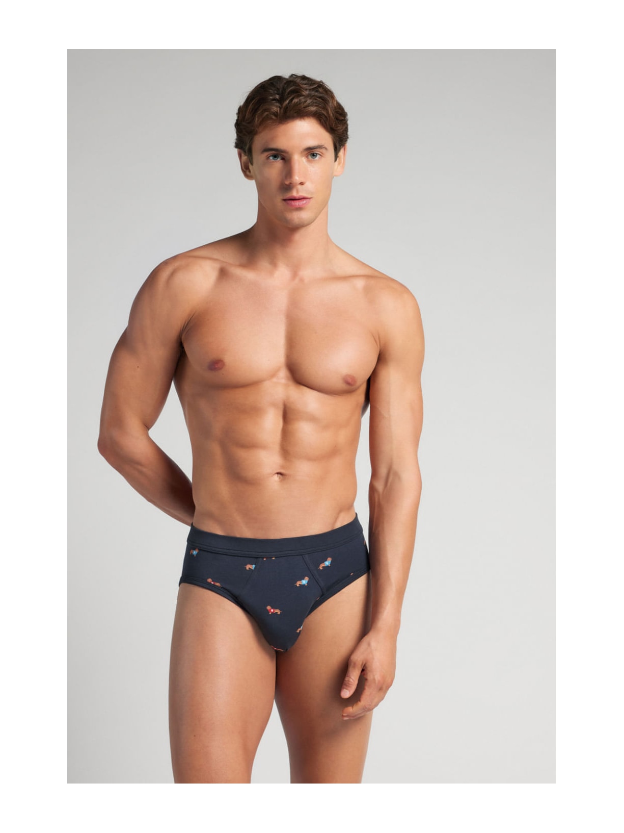 Cueca Slip Com Estampa De Cachorrinhos Em Algodão Supima Azul Intimissimi