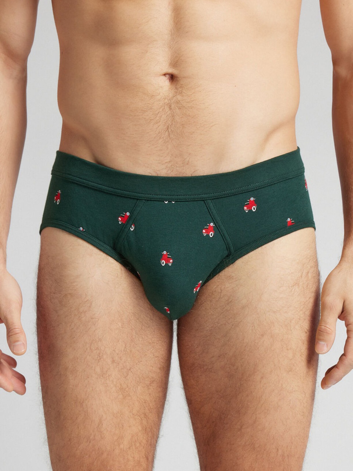 Cueca Slip Com Estampa De Scooter Em Algodão Natural Fresh Verde Intimissimi