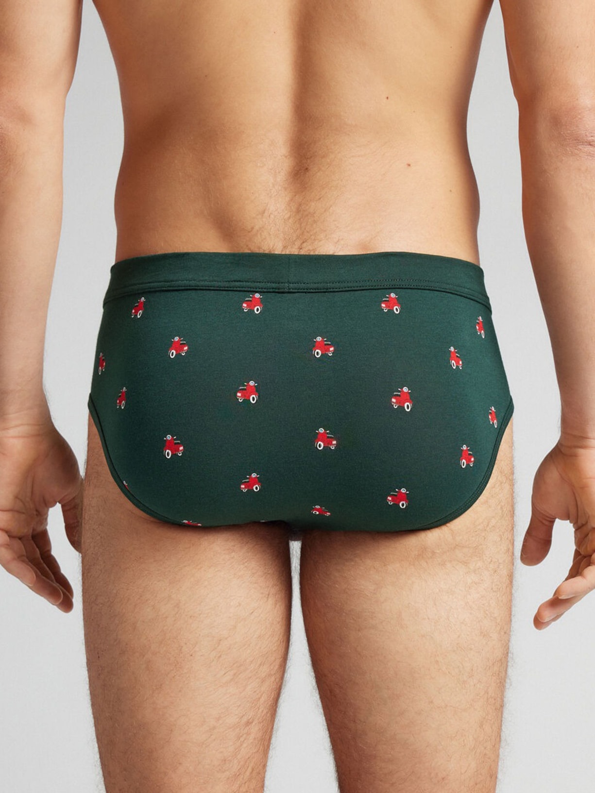 Cueca Slip Com Estampa De Scooter Em Algodão Natural Fresh Verde Intimissimi