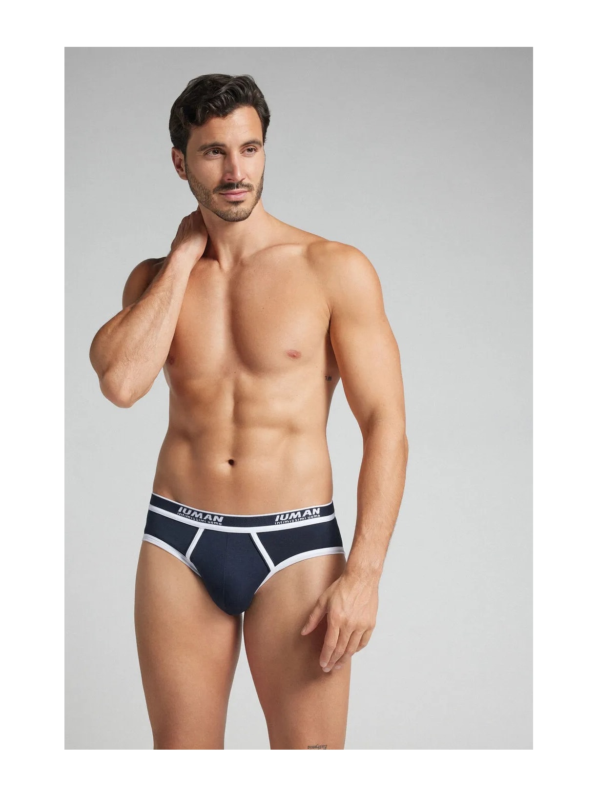 Cueca Slip Com Logotipo Em Algodão Supima Azul Intimissimi