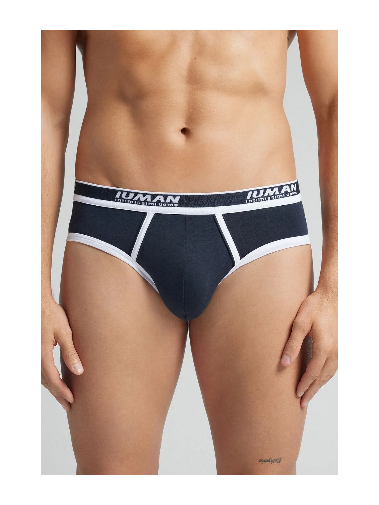 Cueca Slip Com Logotipo Em Algodão Supima Azul Intimissimi