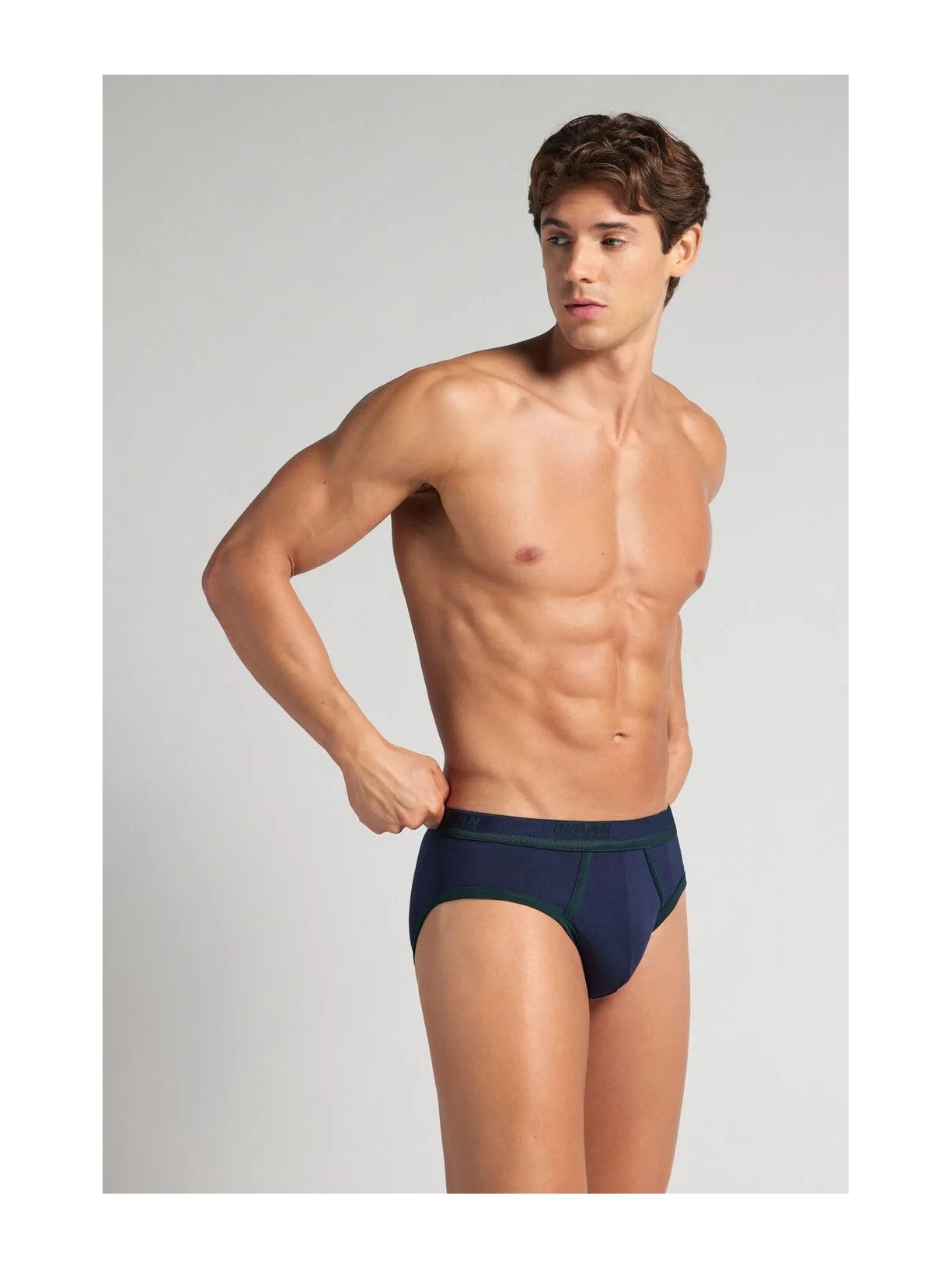 Cueca Slip Com Logotipo Em Algodão Supima Azul Intimissimi